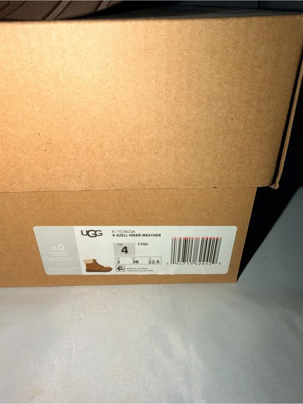 UGG Kids Azell Hiker Weather Boots- Chestnut